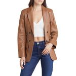 frame denim NWT FRAME ’70s Double-Breasted Leather Blazer Latte Size 6 Photo 8
