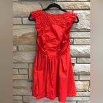 Free People Half Moon Ruffle Mini Dress Fit Flare Red Orange Small Valentines Photo 9