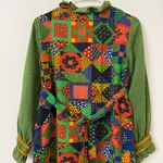 Vintage 60s Loungecraft Patchwork Maxi Dress Union Made Green Size undefined Photo 8