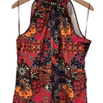 Rachel Zoe Satiny Bandana Print Multicolor Halter Top size Medium Tie Neck Back Photo 0