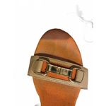 Ralph Lauren  Beige and Orange Wedge Sandals Buckle Straps 7 Photo 4