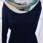 Silk scarf blue and gold satin women’s 100 colors Photo 0