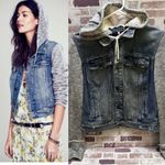 Free People Blue Denim Distressed Jacket with Button Detail M Photo 0