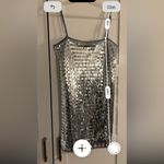 Victoria + Sophia Sparkle Mini Dress Size Medium Cocktail Party Holiday NYE Silver Photo 5