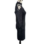 INC  Medium Sweater Dress Glitter Cold-Shoulder Balloon Sleeves Stretch Mock Neck Photo 3