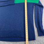 Theory Suffira Lofty Womens L Cashmere Colorblock Crewneck Sweater Navy Green Photo 2