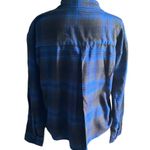 Wild Fable Blue and black plaid lightweight flannel shirt, button front, excellent condition, size medium Photo 6