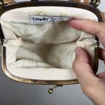 Anthropologie  Rada Small Coin Purse Crossbody Wooden Handle Italian Leather Boho Photo 3