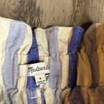 Madewell  High Waist Blue and Cream Linen/Cotton Paper Bag Striped Shorts Photo 1