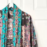 Tolani Dark Paisley Boho Modal Open Mid Length Kimono Jacket Cover Up OS Blue Size undefined Photo 7