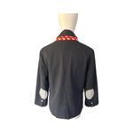 Anthropologie Ett:twa Blazer Size 8 Dog Print Lining Wool Blend Jacket Black Photo 4