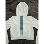 Adidas  Juniors Cropped Hoodie XS White With Aqua.  Couple Tiny flaws (Pictured) Photo 1
