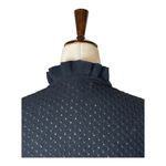 Ganni Sweater Women Small Black Linen Cotton Blend Textured Knit Ruffle Collar Photo 3