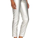 superdown Metallic Silver Faux Leather Pants LARGE Straight Revolve Ankle $88 Photo 1