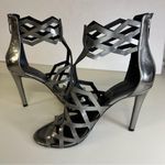 Kendall + Kylie  Elena Metallic Silver Cutout Caged Sandal Stiletto Heels Size 10 Photo 10