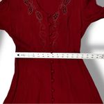 VTG 80s Ital Mode Long Sleeve Corset Back Lace Up Dress Burgundy Sz Med Photo 7