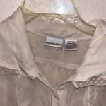Vintage Elegant Cream Ruffle and Lace Modest Blouse Size 10 Photo 3