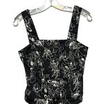 White House | Black Market  Denim Floral Bustier Top Poppy Flower Button Corset Photo 0
