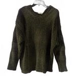 Pleione Soft Olive Green Knit Hoodie Sweater Size L Slouchy Cozy Hooded Pullover Photo 1