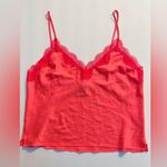 Victoria's Secret VICTORIA’S SECRET Satin Feel Eyelash Lace Trim V-Neck Cami Tank Top Pink Size M Photo 1