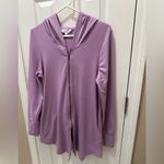 PAJAMAGRAM Lavender zip up hooded night shirt size Large Purple Photo 6