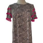Now N Forever blouse short sleeves w/ruffles animal print Size Small Photo 0