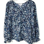 Jessica Simpson Floral Blouse Long Sleeve Blue Size Small Photo 0