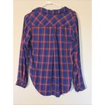 Cloth & Stone  Blue Plaid Flannel Casual Button Up Camp Shirt Womens XS Photo 5