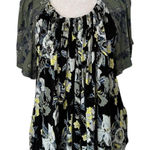 Free People  black, yellow & blue floral cold shoulder top size M Photo 0