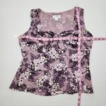 Loft Ann Taylor Sleeveless Blouse Lined Zipper Floral Purple& White Size 6P Photo 8