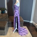 Women’s Purple Mermaid Fit Prom Party Dress Sparkly Sequins Lace Up Back Size 8 Photo 5