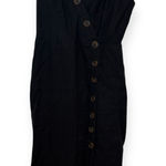 Urban Outfitters Black Linen Button Front Midi Dress Petite S Minimalist Resort Photo 0