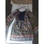 Sage Paisley Boho Bell Sleeve Dress Tie Back S Dopamine Ren Fair Festival Party Photo 3