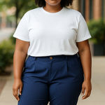 Grace Karin Womens Pants Size 2XL Navy Blue Tapered Ankle Pleated Buttons NEW Photo 0