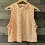 Athleta  Women's Orange White Striped Sleeveless Crop Top Tank Top, XL Photo 0