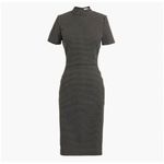 J.Crew NWT Mock Neck Jacquered Sheath Dress Black/ Metallic Gold Short Sleeve Siz Photo 12