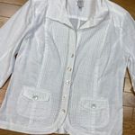Chico's Pin Tuck Pleated Jacket Womens Size 0 XS White Long Sleeve Summer Casual Photo 1