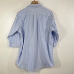 Ralph Lauren Lauren  Blue White Stripe 3/4 Sleeve Cotton‎ Button Up Shirt XL Logo Photo 2