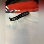 ZARA Orange & Blue Floral Long Sleeve Dress V Neck Button Front Casual Summer E24 Photo 4