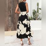 BTFBM 2025 floral white ruffle black and Cream Floral Maxi Dress Size M Photo 4