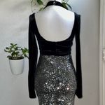 ASOS Luxe Black Velvet & Silver Sequin Cutout Mini Dress – Size US 4 Photo 3