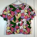 ZARA  Multi Color Floral Crop Top Printed Shirt Size Small EUC #0670-AZ Photo 1