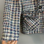 The Fold Kingswood Tweed Double Breasted Fringe Detail Blazer Jacket US 10 UK 14 Blue Photo 7