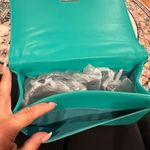 Badgley Mischka QUILTED BLUE-GREEN Turquoise CHAIN STRAP CROSSBODY Vegan Bag Photo 6