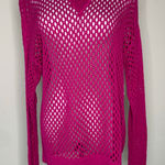 eight eight eight NWT Open Weave Pink Sweater Crochet Long Sleeve Sz Large Photo 0