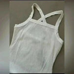 Lulus NWT  Ribbed cross back bodysuit in cream size L Photo 2