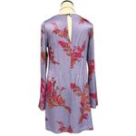 Leith  Lavender Floral Satin Shift Dress Size Large, Purple Pink Floral Dress Photo 4