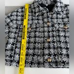Ophelia Roe  Black White Houndstooth Tweed Cropped Jacket Gold Buttons Large NEW Photo 9