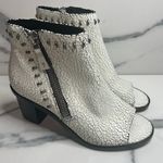 Frye NWOB Wmn's White Black Crackle Leather Peep Toe Brielle Rebel Booties Sz 7 Photo 0