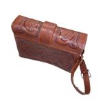 Flores Mexican womens handcrafted Tooled brown Leather Crossbody Bag SKU8095 Photo 7
